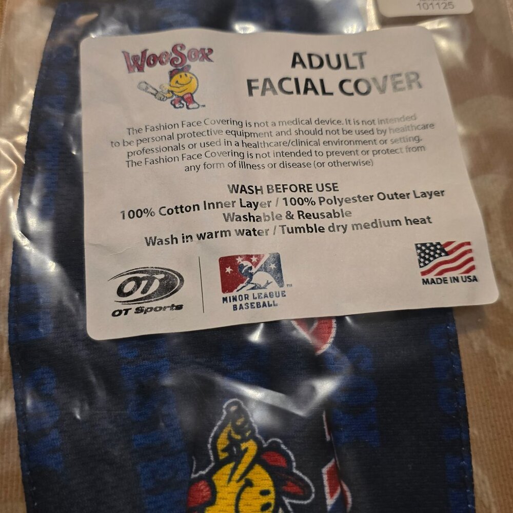 WooSOX Facemask MINOR League of Boston Red Sox Worcester Massachusetts Baseball
